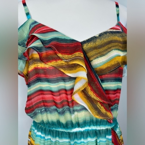 Seamline Cynthia Steffe Colorful Striped Sun Dress Size 12 Rainbow - Picture 2 of 11